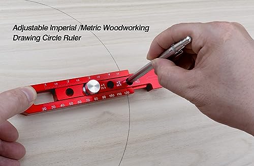 Woodworking Compass Scriber, Portable Aluminum Alloy Woodworking Compass Tool, Adjustable Metric/Inch Arc Drawing Ruler Circle Drawing Ruler Marking - WoodArtSupply