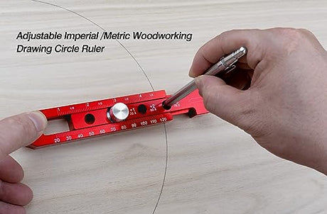 Woodworking Compass Scriber, Portable Aluminum Alloy Woodworking Compass Tool, Adjustable Metric/Inch Arc Drawing Ruler Circle Drawing Ruler Marking SlogPith