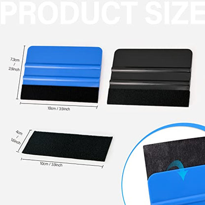 Gomake 20 Pack Vinyl Squeegee with 20PCS Squeegee Felt Fabric for Tint Film Decal Squeegee Application Tool Vinyl Wrap Installation Wallpaper Smooth