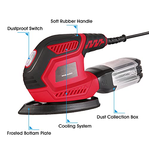 Sander, 200W Compact Electric Sander with 20Pcs Sandpapers & 2Pcs Polishing Pads, 14000 RPM, Hand Sanders with Efficient Dust Collection System for Vistreck