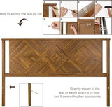 Bme Ethan King Wood Headboard - Rustic Dark Brown Acacia with Herringbone Design for King or Queen Beds Bme