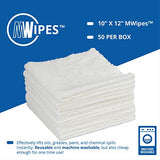 Microfiber Rags in A Box (50 Count) - Mwipes - 10" x 12" Reusable Wipes for Cleaning - Edgeless Terry Towels, Shop Rags, Wash, Dust, Disposable, Microfiber Wholesale