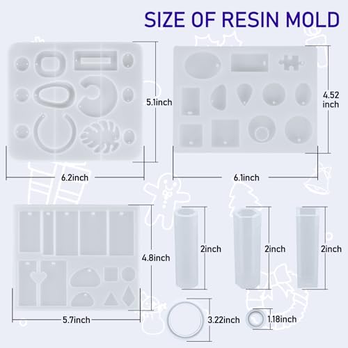 IGaiety Resin Kits for Jewelry Making Silicone Molds Starter Kit 278 pcs Bundle with Epoxy Resin Silicone Mold Art for DIY Jewelry Earring Keychain IGaiety