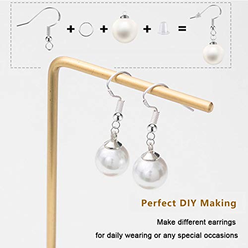 925 Sterling Silver Earring Hooks 150 PCS/75 Pairs,Ear Wires Fish Hooks,500pcs Hypoallergenic Earring Making kit with Jump Rings and Clear Silicone Huucky