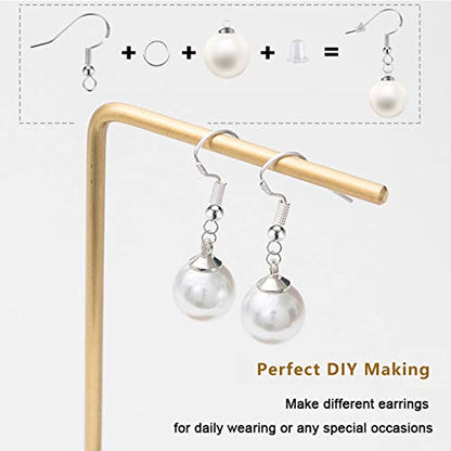 925 Sterling Silver Earring Hooks 150 PCS/75 Pairs,Ear Wires Fish Hooks,500pcs Hypoallergenic Earring Making kit with Jump Rings and Clear Silicone