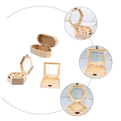 VILLFUL 3pcs Wooden Box Portable Jewelry Organizer Unfinished Jewelry Cabinet Ring Organizer for Jewelry Ear Ringing Jewelry for Women Necklace