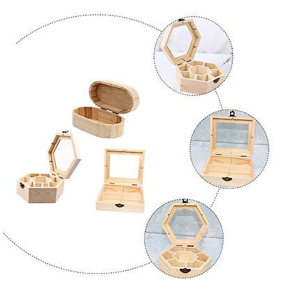 VILLFUL 3pcs Wooden Box Portable Jewelry Organizer Unfinished Jewelry Cabinet Ring Organizer for Jewelry Ear Ringing Jewelry for Women Necklace