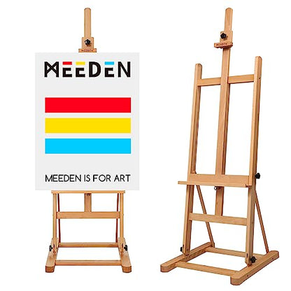 MEEDEN Art Painting Easel - Solid Beechwood H-Frame Studio Easel Stand, Artist Adjustable Floor Easel for Painting Adults, Beginner & Artists,