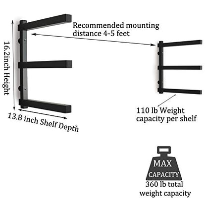 CLEAR STYLE Lumber Storage Rack and Wood Organizer Heavy Duty Metal Rack with 3-Level Wall Mount Levels up to 360LBS Perfect for Garage Storage 1