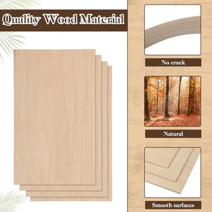 Sasylvia 10 Sheets Balsa Wood Sheets 12 x 20 x 1/16 Inch Basswood Sheets for Crafts Plywood Sheets Unfinished Wooden Boards Rectangular Wood Planks