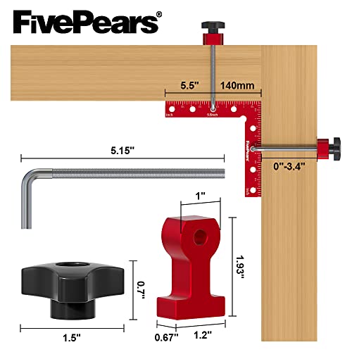 Fivepears 4 Pack 90 degree positioning square clamps set for woodworking, 5.5" x 5.5"(14 x 14cm) aluminum precision right angle corner clamp for FIVEPEARS