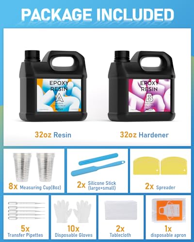 INCLY 64oz Crystal Clear Epoxy Resin Kit, Bubbles Free & No Yellowing Resin Supplies Coating Casting Resin for Jewelry Making, DIY Art Crafts, Table INCLY