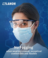LANON Anti-Fog Safety Goggles with Ajustable Temples, 2.5 Times ANSI Z87.1 Double-sided Antifog, Side Protection, High Transmission, Lightweight & LANON Protection