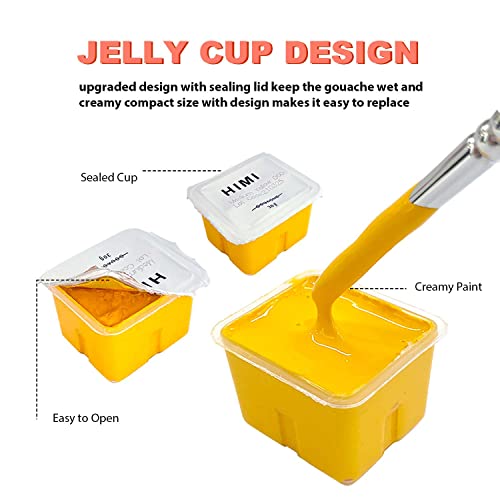 HIMI Gouache Paint Set, 56 Colors x 30g Unique Jelly Cup Design in a Carrying Case Perfect for Artists, Gouache Opaque Art Supplies for HIMI
