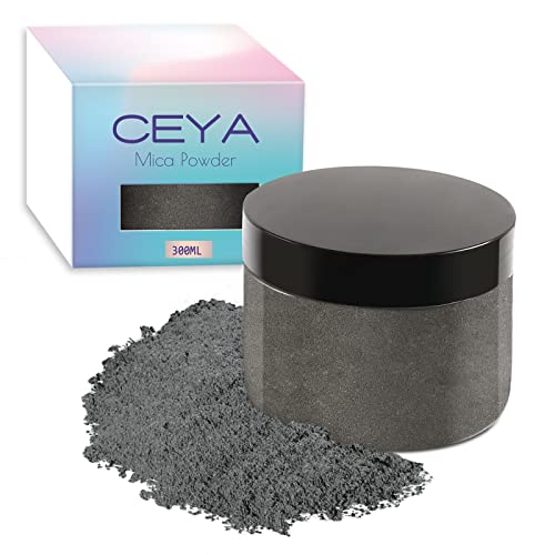 Ceya Mica Powder, 5.3oz/ 150g Charcoal Grey Pearlescent Effect Colorant Pigment Powder for Epoxy Resin,Tumblers, Slime Bath Bomb, Soap Dye, Slime, ceya