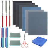 15 Pieces Resin Casting Tools Set - Include Sand Papers, Polishing Blocks, Polishing Cloth, Round File, Semicircular File, Flat File and Scissors for Sakolla