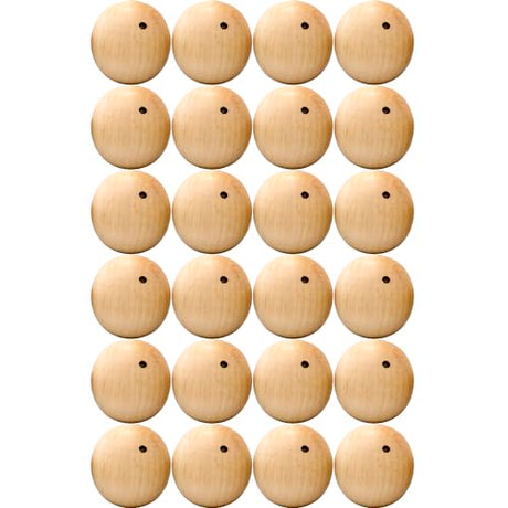 24 Unfinished Wooden Ovals with Holes, 1.7 Inch - Ideal for Wood Crafts, Wooden Beads, Wood Balls AEVVV