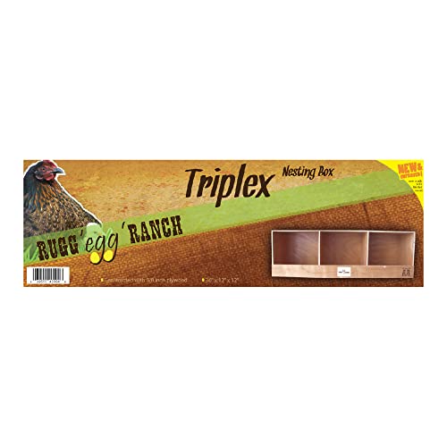 Rugged Ranch TRIPLEX RuggEgg Primitive Barn Wooden Chicken Coop Triple Nesting Egg Boxes for 3 Hens or Chickens, Natural Brown Rugged Ranch Products