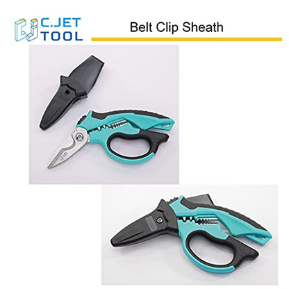 C.JET TOOL 8" Stainless Angle Type Electrician Scissors Heavy Duty Professional for Aluminium Copper Soft Cable - WoodArtSupply