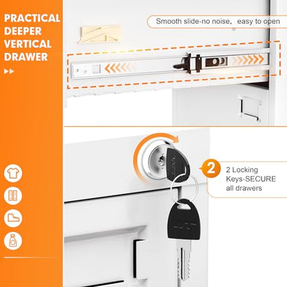 INTERGREAT 3 Drawers File Cabinet with Lock, 18" D Vertical Filing Cabinet for Home Office, Metal White File Cabinet for Hanging Letter/F4/A4/Legal - WoodArtSupply