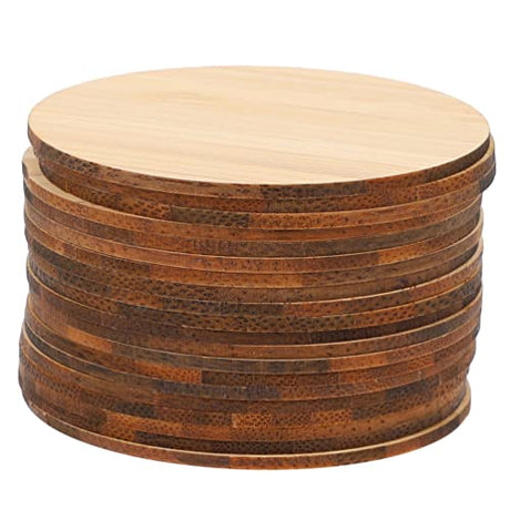 COHEALI 20pcs Round Bamboo Craft Bamboo Tag Unfinished Wooden Cutouts Blanks Round Disc Wood Graffiti Slices Christmas Wooden Cutouts Round Wood Slab COHEALI