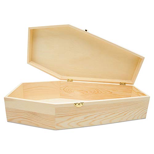 Large Halloween Coffin Box Unfinished Wood, 18 inch, 1-Pack, for Halloween Crafts, Gift Box, Party Décor, or Pet Casket, by Woodpeckers Woodpeckers