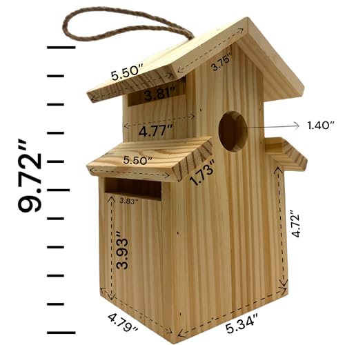 2-Pack Assorted Bird House - Outdoor- Bluebird, Finch, Wren, Chickadee, Tree Swallow Bird, Wild Birds, Woodpecker House Easy-to-Open Birdhouse Oojami