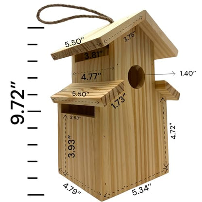 2-Pack Assorted Bird House - Outdoor- Bluebird, Finch, Wren, Chickadee, Tree Swallow Bird, Wild Birds, Woodpecker House Easy-to-Open Birdhouse - WoodArtSupply