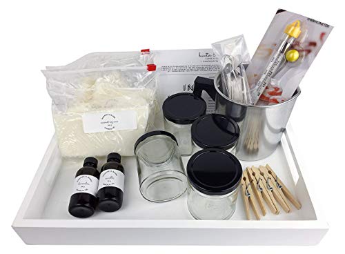 Complete DIY Coconut Wax Blend Starter Candlemaking Kit by Banter & Bliss Candle Co. - Makes Four 7 oz. Candles - Full Beginner Kit (34 pieces) WoodArtSupply