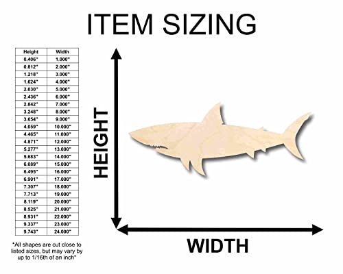 Unfinished Wood Great White Shark Silhouette - Craft- up to 24" DIY 4" / 1/4" - WoodArtSupply