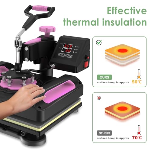 Seeutek Pro 5 in 1 Heat Press Machine 12x15 inch 360-Degree Swing Away Digital T Shirt Pressing Machine Multifunction Heat Transfer Sublimation Combo - WoodArtSupply