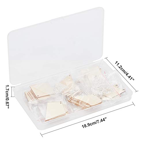 PH PandaHall Unfinished Wooden Earrings Blank, 60pcs 6 Styles Rhombus Natural Wood Drop Dangles with 60pcs Earring Hooks 60pcs Jump Rings for Jewelry PH PandaHall
