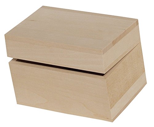 Walnut Hollow Unfinished Wood Recipe Card Box with Hinged Lid for Arts, Crafts, Hobbies and Home Storage Brown - WoodArtSupply