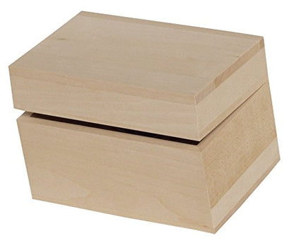 Walnut Hollow Unfinished Wood Recipe Card Box with Hinged Lid for Arts, Crafts, Hobbies and Home Storage Brown - WoodArtSupply