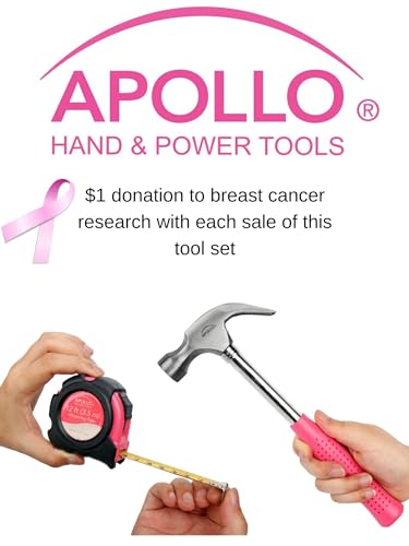 Apollo 135 Piece Household Tool Kit Pink with Pivoting Dual-Angle 3.6 V Lithium-Ion Cordless Screwdriver - DT0773N1 Apollo
