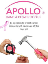 Apollo 135 Piece Household Tool Kit Pink with Pivoting Dual-Angle 3.6 V Lithium-Ion Cordless Screwdriver - DT0773N1 Apollo
