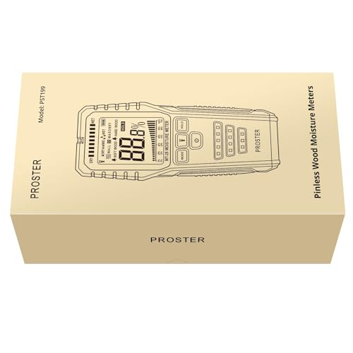 Proster Pinless Wood Moisture Meter, Non-Destructive Moisture Tester for Wood Wallboard Masonry;Detect up to 3/4 Inch Below Surface, Backlit Color Proster