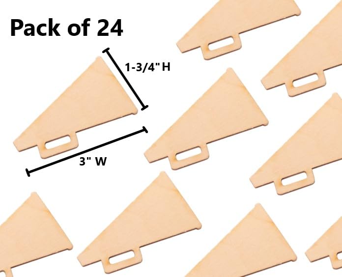 Pack of 24 Unfinished Wood Cheerleading Megaphone Cutouts by Factory Direct Craft - Blank Wooden Sports Team Banquet Mascot Cheerleader Art and Craft Factory Direct Craft