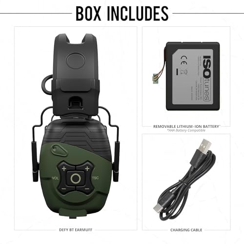 ISOtunes Sport DEFY Shooting Earmuffs: Rechargeable Bluetooth Hearing Protection ISOtunes