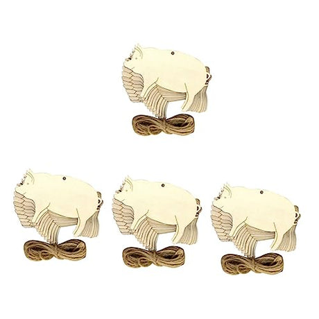 40 Pcs Gift Label Wood Label Tags Craft Wood DIY Pigs Wood Slice Wood Gift Tags Unfinished Wood Pigs Blank Deer Out Home Decorations Pig Shape Wood ABOOFAN