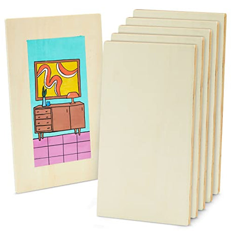Juvale 6 Pack Rectangle Wooden Boards for Wood Burning, Unfinished Wood Planks, Rectangle Wood Pieces for Crafts, Panels for Painting, Art, DIY Juvale