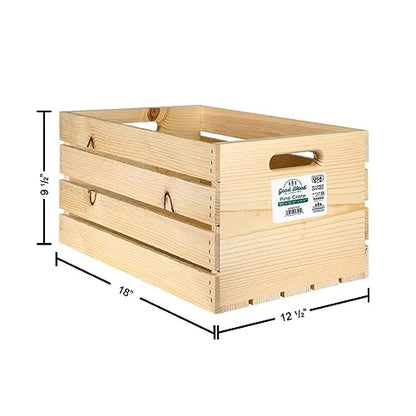 LEISURE ARTS Good Wood Wooden Crate, wood crate unfinished, wood crates for display, wood crates for storage, wooden crates unfinished, 18" x 12.5" x