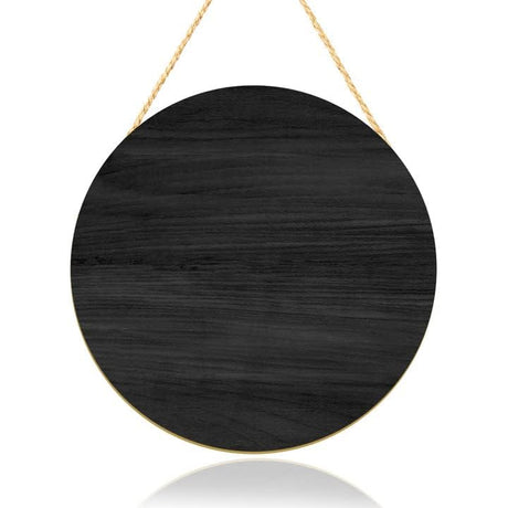 Black Blank Unfinished Wooden Circle Sign Round Hanging Decorative Wood Plaque Wooden Sign with Ropes for DIY Crafts, Door Hanger, Sign, Wood Buring, clothmile