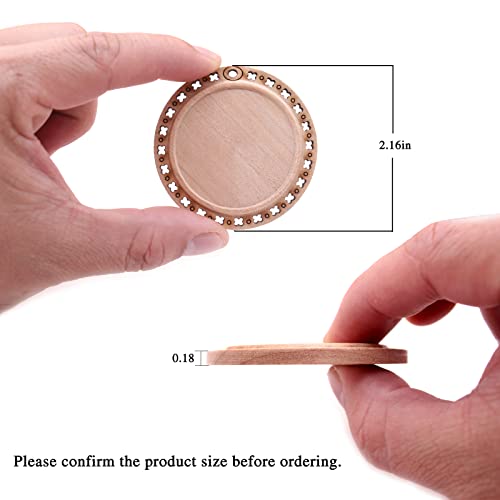 CBCMY 20 Pcs 2.16 inches Natural Wood Slices Craft Unfinished Wood kit Predrilled with Hole Wooden Circles for DIY Crafts Wedding Decorations CBCMY