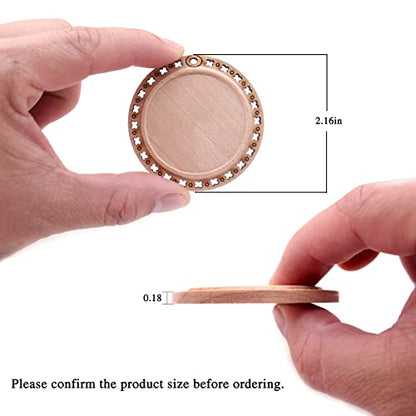 CBCMY 20 Pcs 2.16 inches Natural Wood Slices Craft Unfinished Wood kit Predrilled with Hole Wooden Circles for DIY Crafts Wedding Decorations