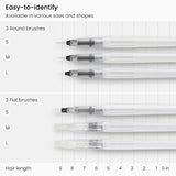 Arteza Water Brush Set of 6 - Fine, Medium & Broad Tips, Self-moistening, Portable, Perfect for Aquarelle & Watercolor Painting and Watercolors ARTEZA