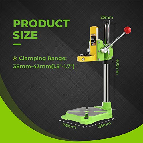 POWLAB Upgrade Floor Drill Press Stand Table with Rotary Tool, 90° Rotating Fixed Frame, Clamp for Hand Drill Benchtop Drilling Collet,Table Drill POWLAB