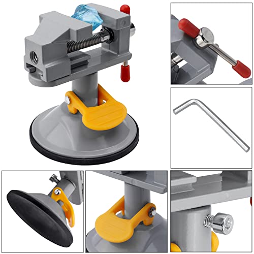 Yakamoz Mini Bench Vise 360 Degree Suction Vise Small Table Vice Clamp Workbench Vise for Jewelry Making DIY Wood Craft Carving Breads Drilling Bed YAKAMOZ