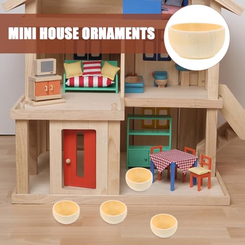 NUOBESTY Wood Unpainted Crafts Bowls Unpainted Wood Figures s s s s Miniature Wood Bowl Wooden Sorting Bowls NUOBESTY