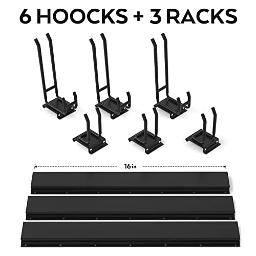 INCLY Garage Tool Organizer Wall Mount, 48 Inch Garden Yard Tools Wall Storage, Adjustable Heavy Duty Steel Garage Organization System with 3 Racks & INCLY